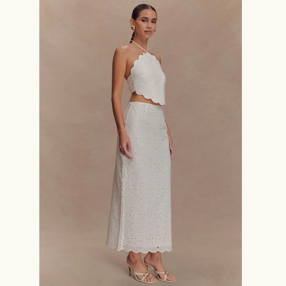 Meshki White Midi Skirt Size Small